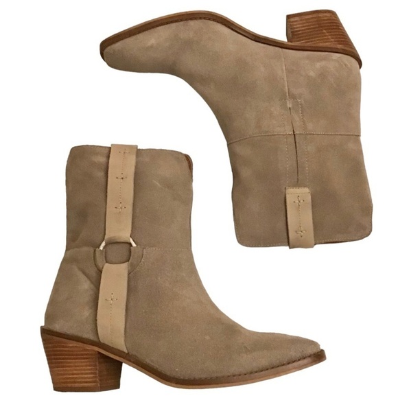 Lucky Brand 9.5 Kamaree Boots Ankle Women’s Western Prairie Taupe Beige - Picture 1 of 12